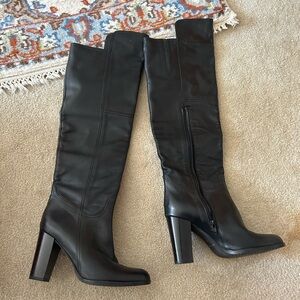 SAKS FIFTH AVENUE OVER THE KNEE BLACK HEELED BOOTS